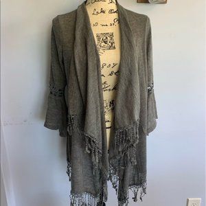 Roommates Cardigan Embroidered Fringe